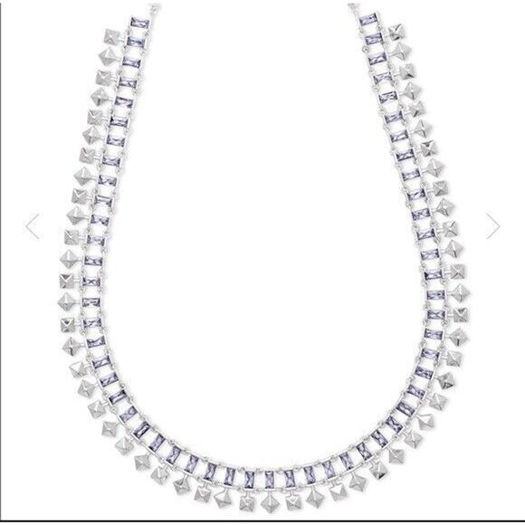 Kendra Scott Oscar Lilac Necklace Choker Bib Chain Collar Rhodium Silver $195 - Picture 4 of 6